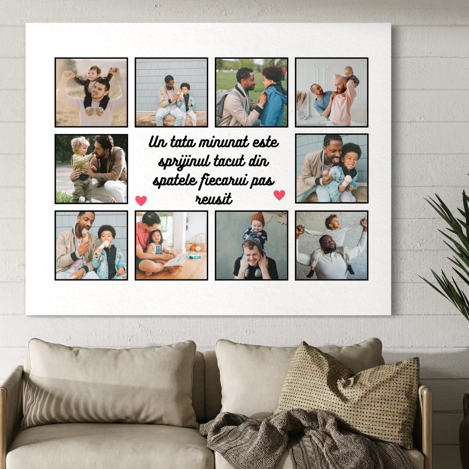 Tablou canvas decorativ cu colaj foto tata si copilul